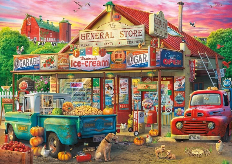 Buffalo Games - Country Store - Americana Collection - 1000 Piece Jigsaw Puzzle for Adults - Challenging Vintage Small Town Scene with Poster - Finished Size is 21.25 x 15.00 - Image 2